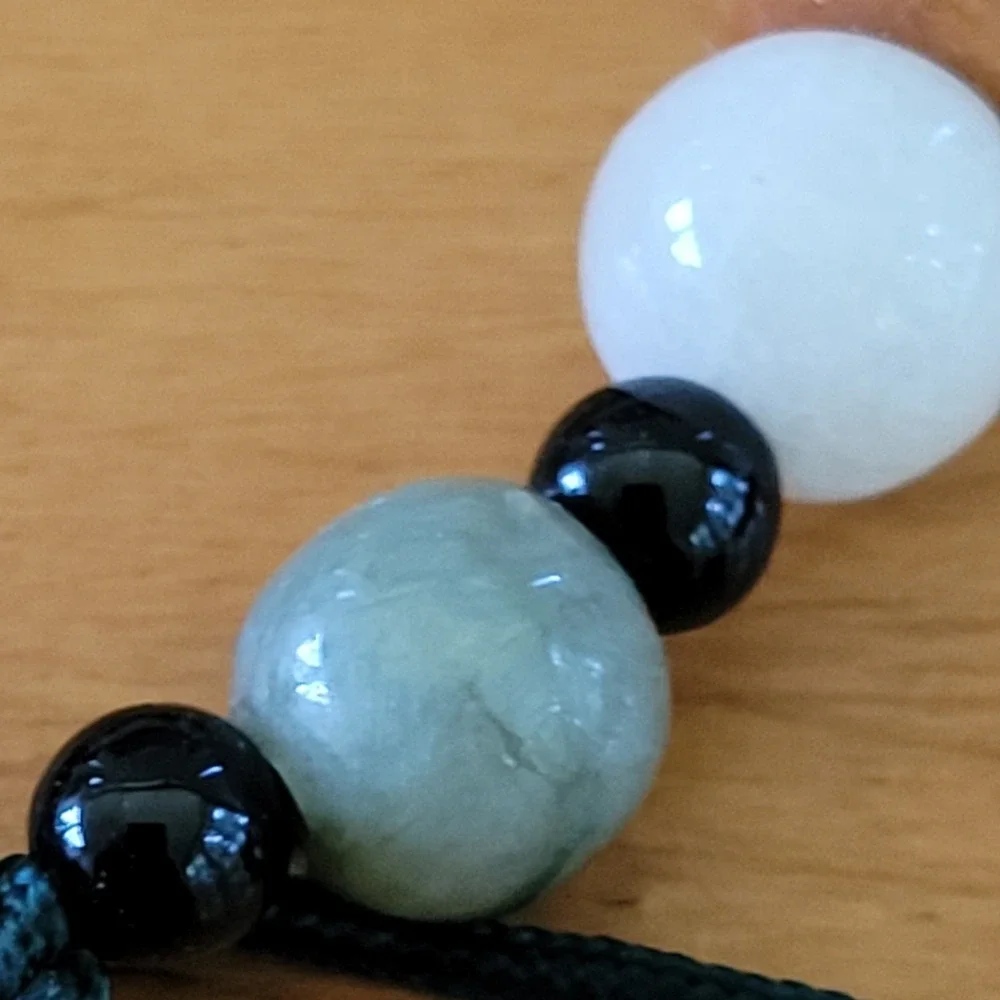Jade Mixed Gemstone Adjustable Bracelet Pair Rose Quartz Agate Onyx